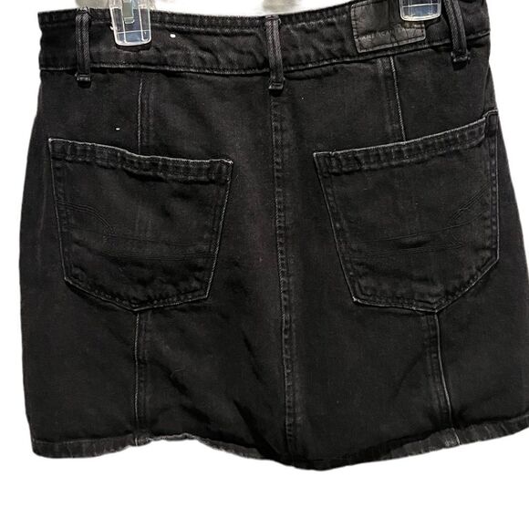 American Eagle black denim button front mini skirt size 0 - Picture 4 of 13